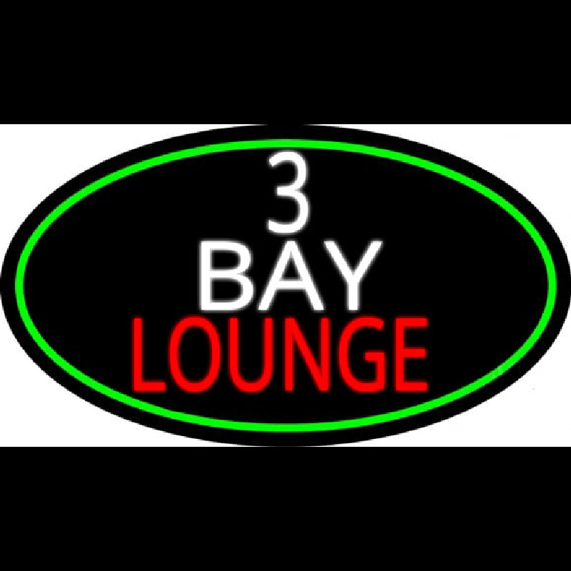 3 Bay Lounge Oval With Green Border Neon Sign