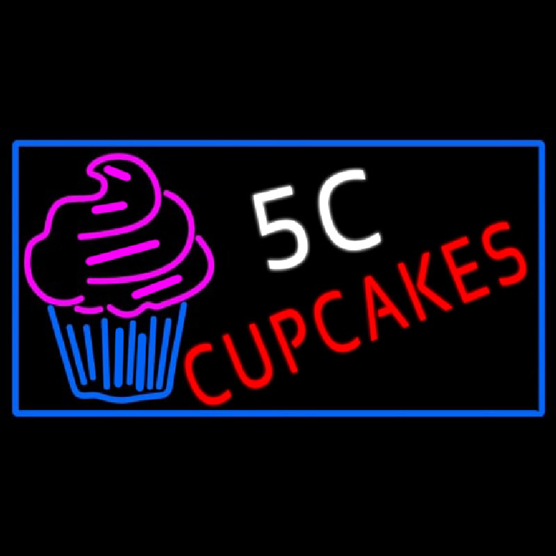 5c Cupcakes Neon With Blue Border Sign Neon Sign