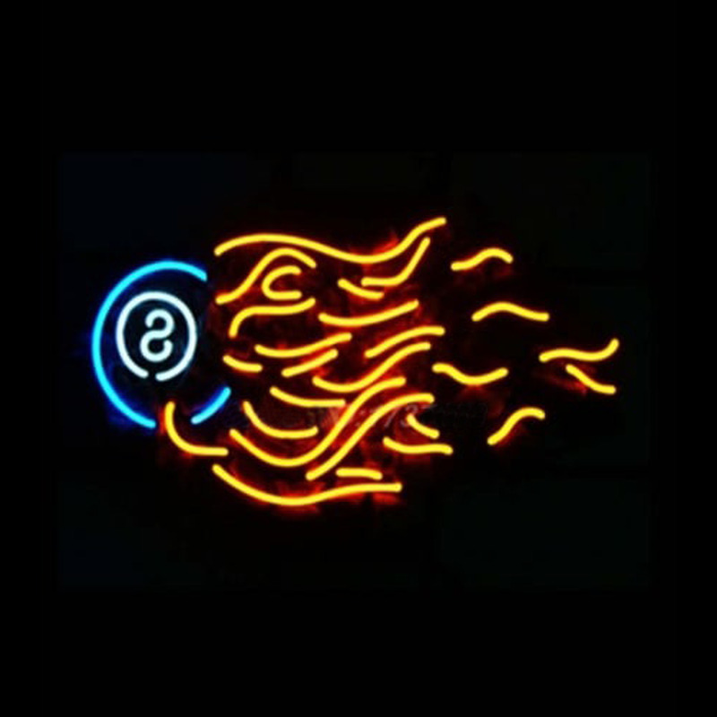 8 BALL FIRE BILLIARDS RACK POOL Neon Sign