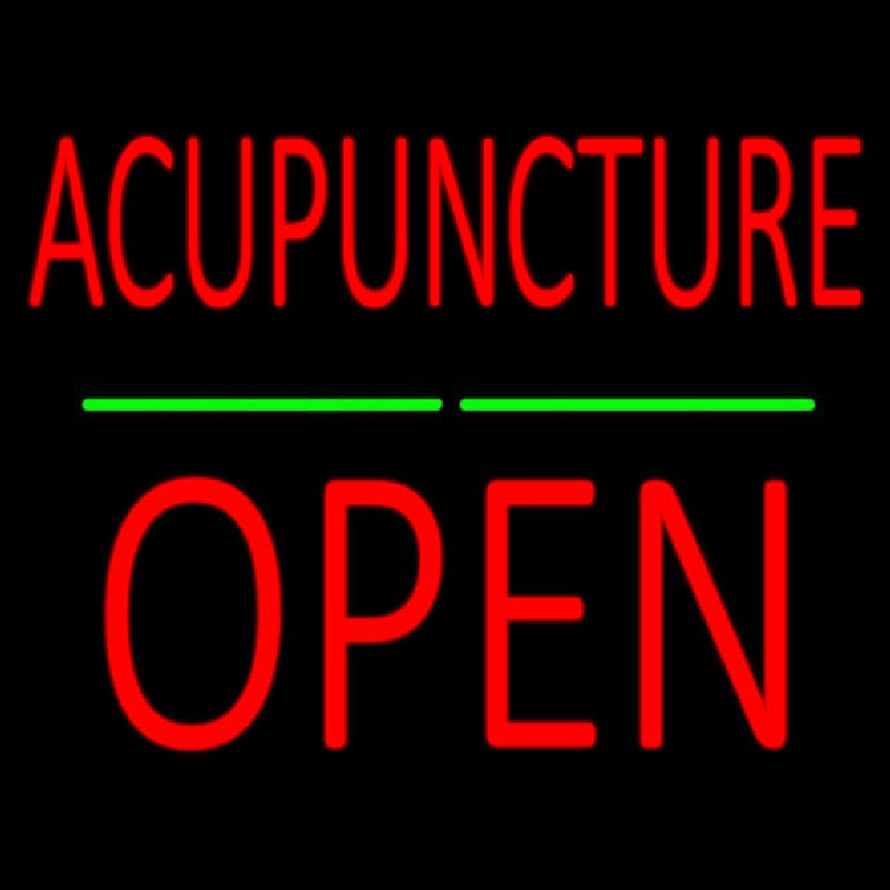 Acupuncture Block Open Green Line Neon Sign