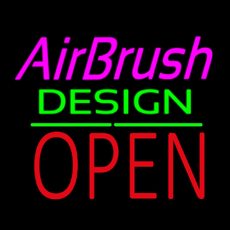 Airbrush Design Block Open Green Line Neon Sign