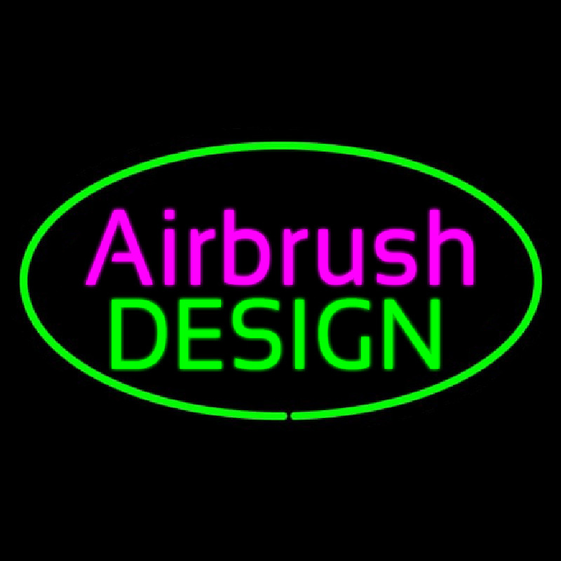 Airbrush Design Oval Green Neon Sign