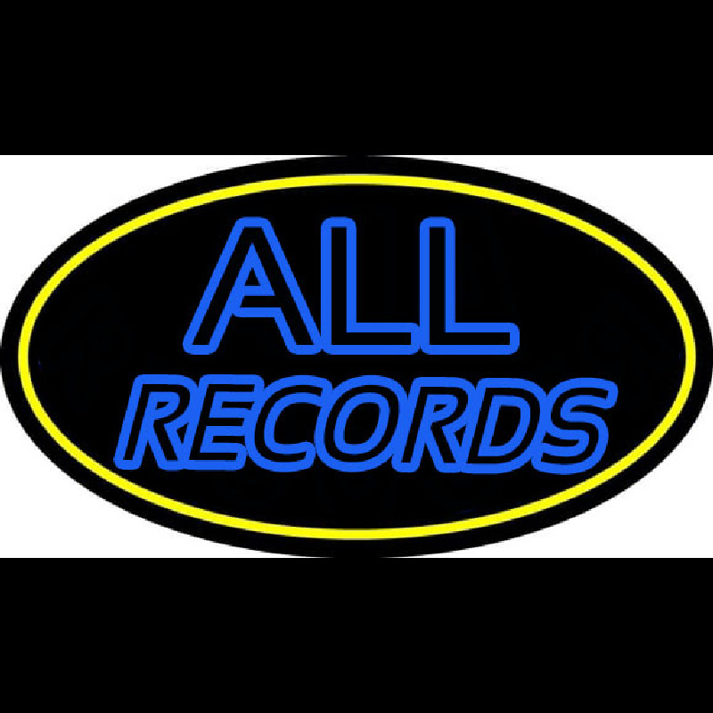 All Records Yellow Border Neon Sign