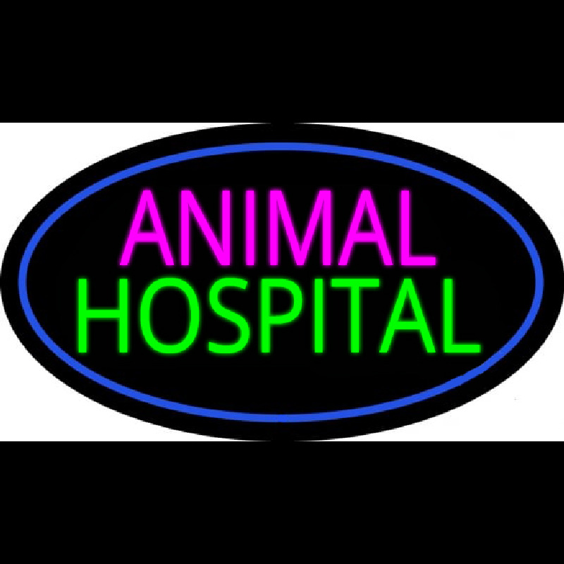 Animal Hospital Blue Oval Neon Sign