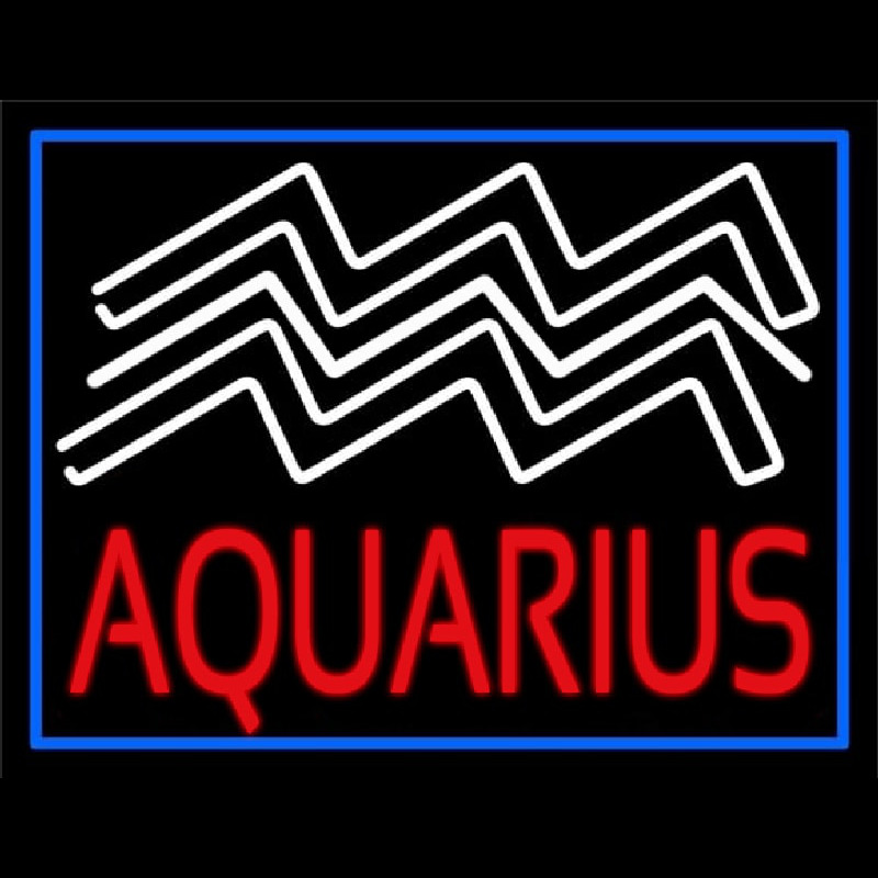 Aquarius Zodiac Blue Border Neon Sign