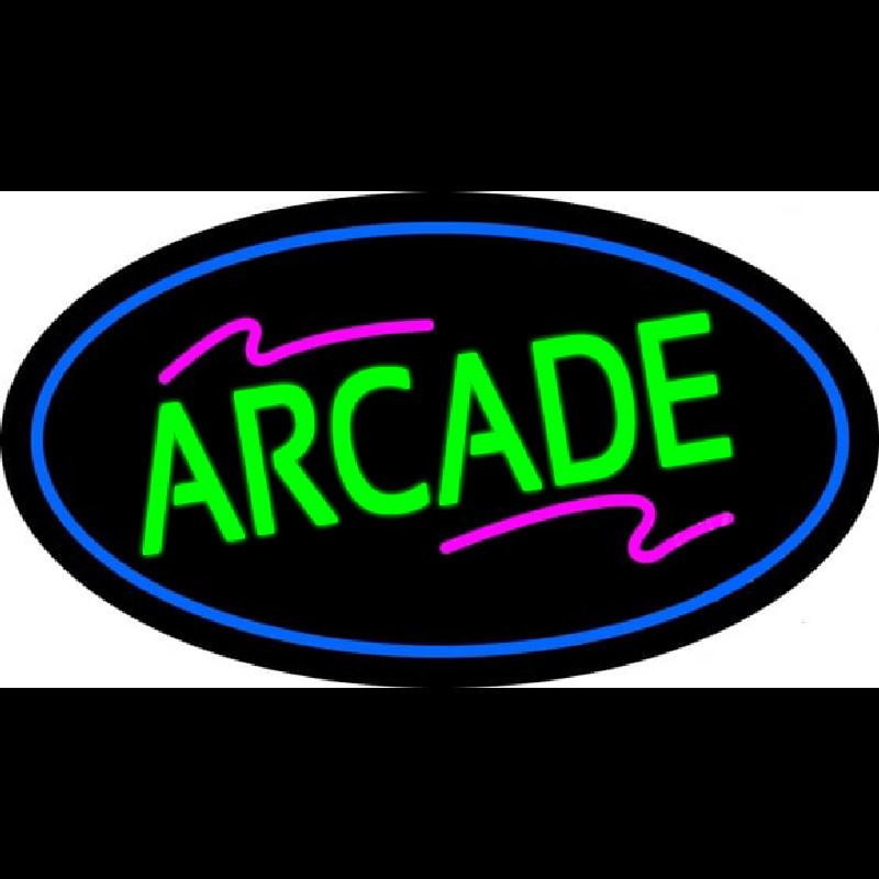 Arcade Oval Blue Neon Sign