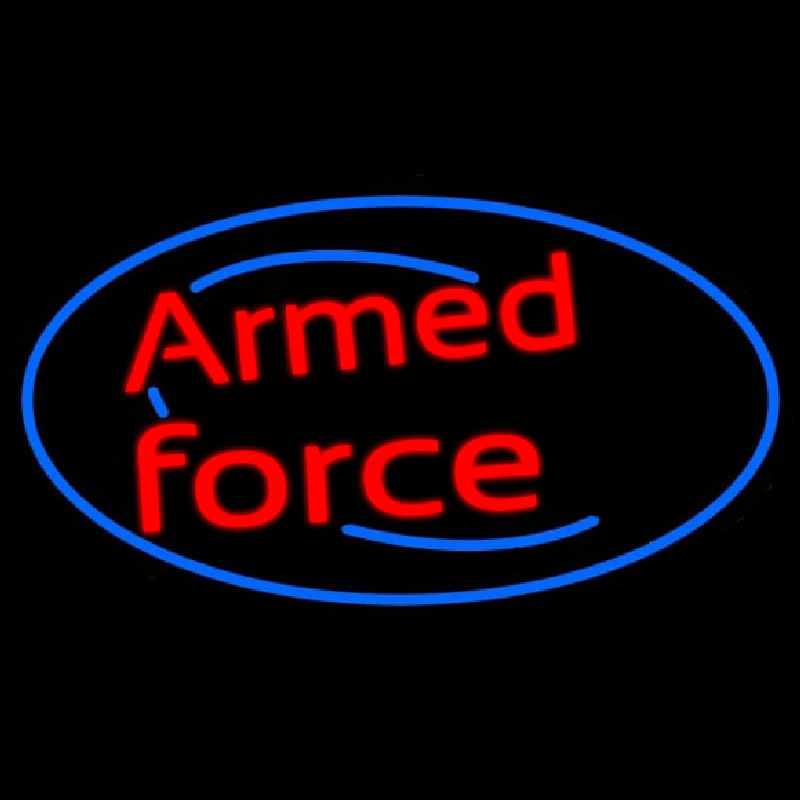 Armed Forces With Blue Round Neon Sign