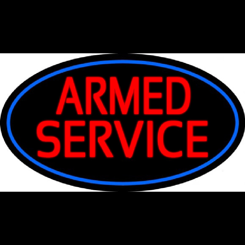 Armed Service With Blue Round Neon Sign