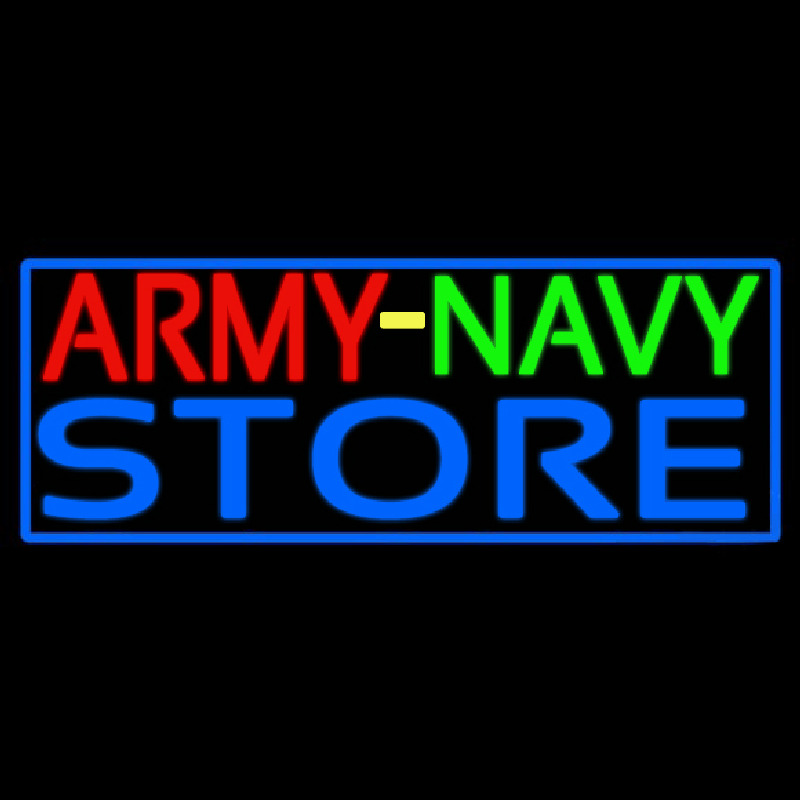 Army Navy Store With Blue Border Neon Sign