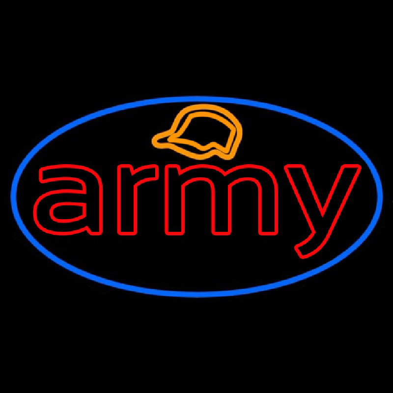 Army With Blue Round Neon Sign