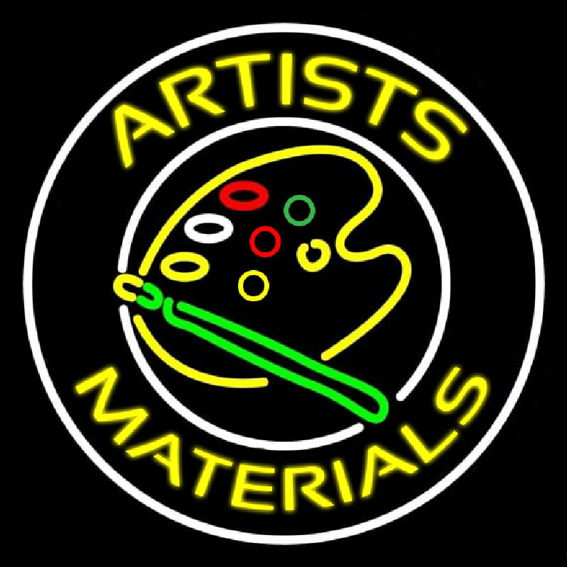 Artists Materials With Logo Neon Sign