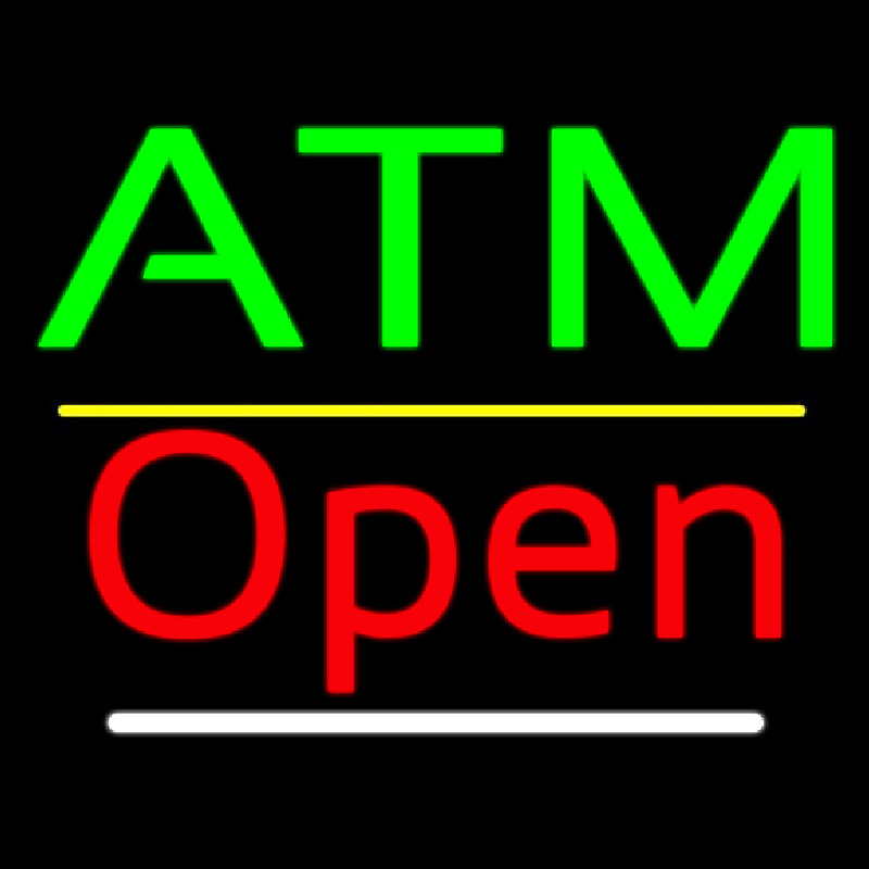 Atm Open Yellow Line Neon Sign