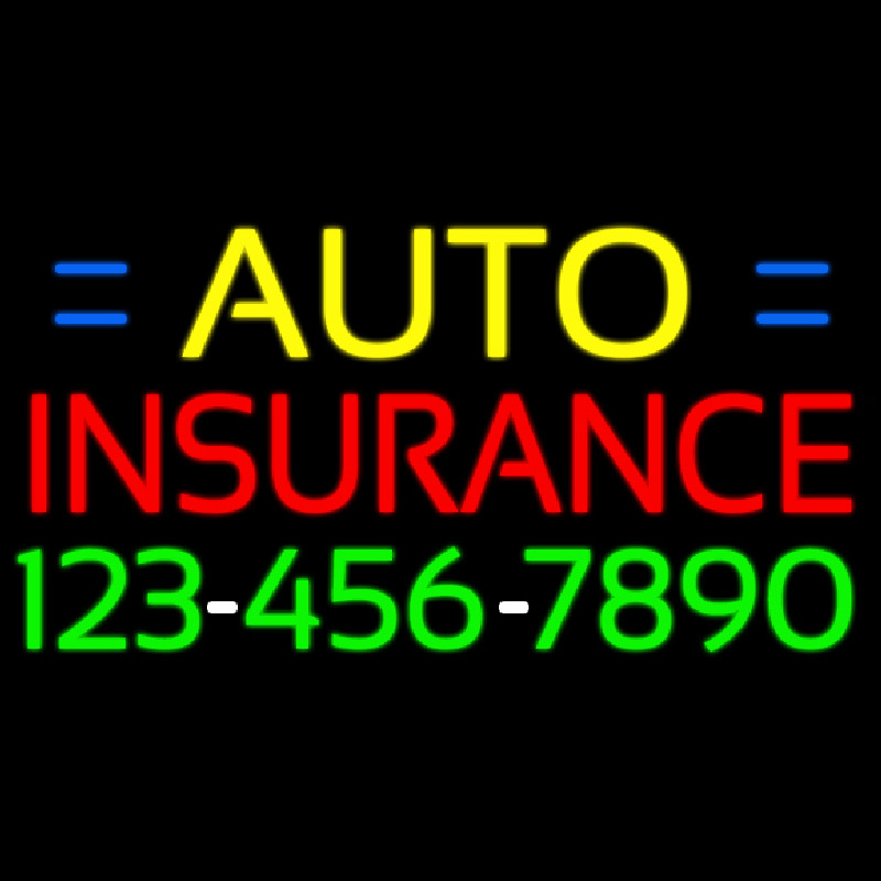 Auto Insurance With Phone Number Neon Sign