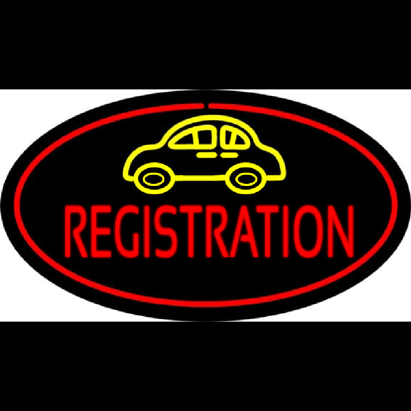 Auto Registration Oval Red Neon Sign
