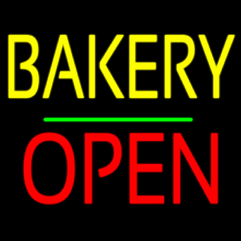 Bakery Block Open Green Line Neon Sign