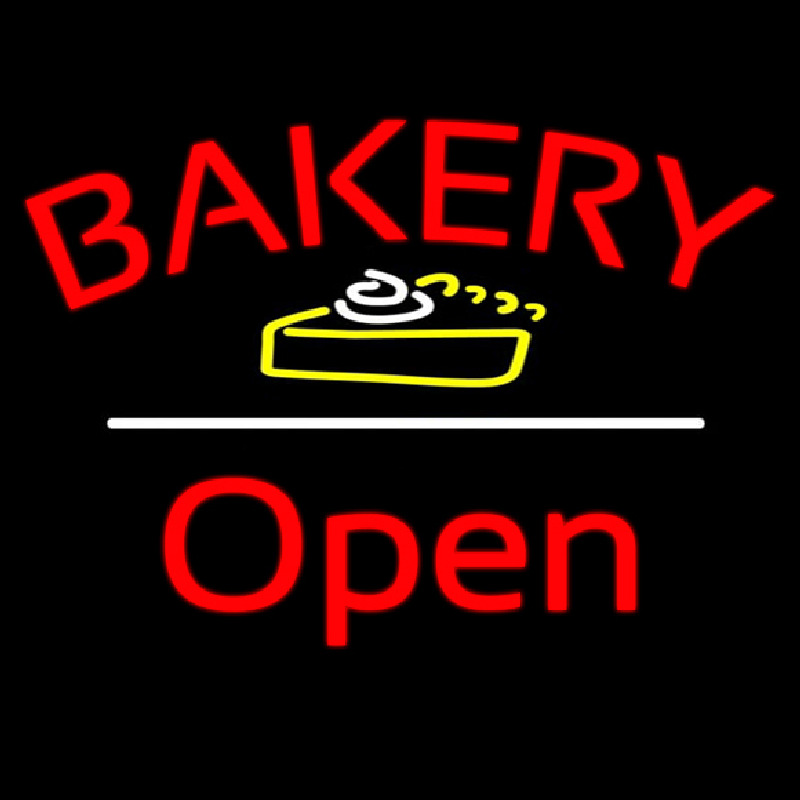 Bakery Logo Open White Line Neon Sign