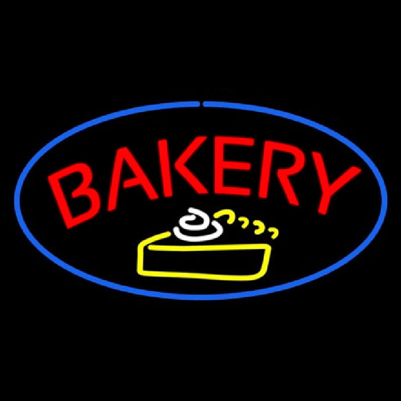 Bakery Logo Oval Blue Neon Sign