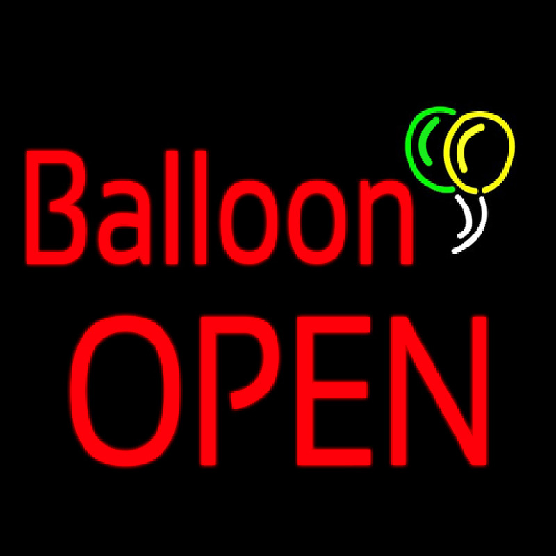 Balloon Block Open Neon Sign