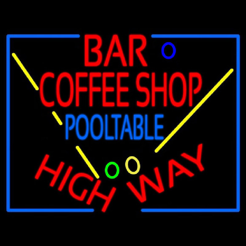 Bar Coffee Shop Pool Table Neon Sign