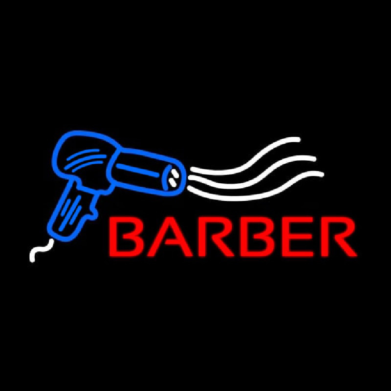 Barber With Dryer Logo Neon Sign