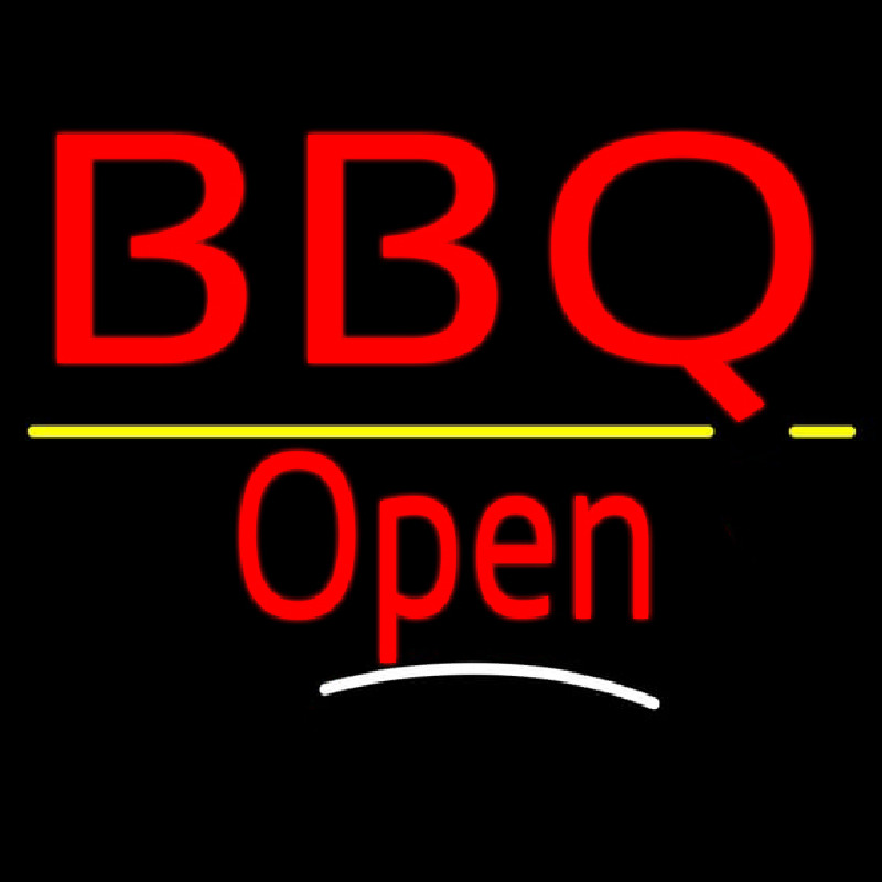 Bbq Open White Line Neon Sign