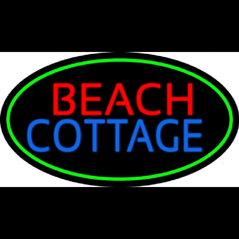 Beach Cottage With Green Border Neon Sign