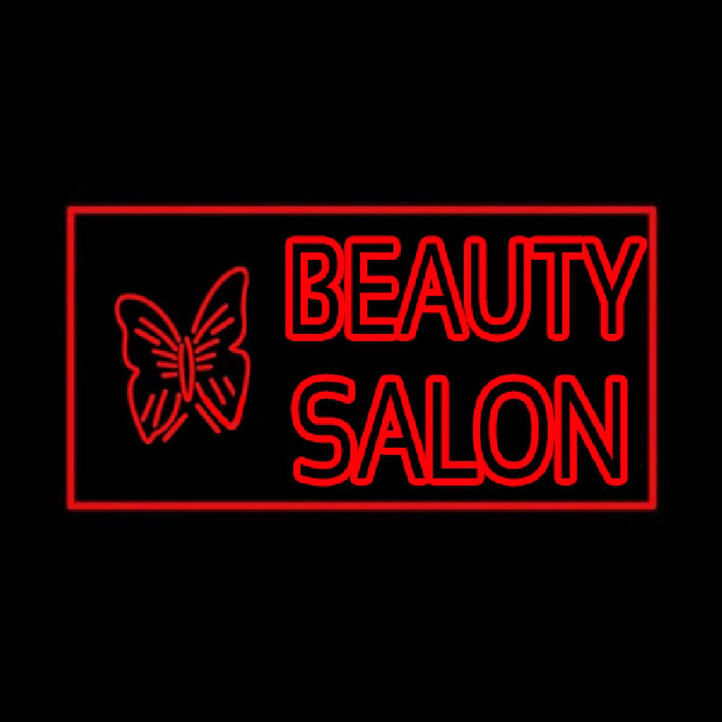 Beauty Salon With Butterfly Log Neon Sign