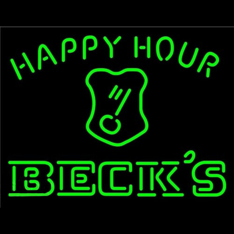 Beck Key Logo Happy Hour Beer Neon Sign