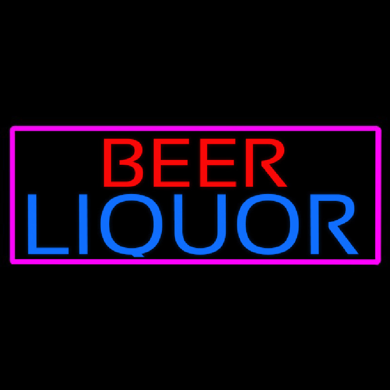 Beer Liquor With Pink Border Neon Sign