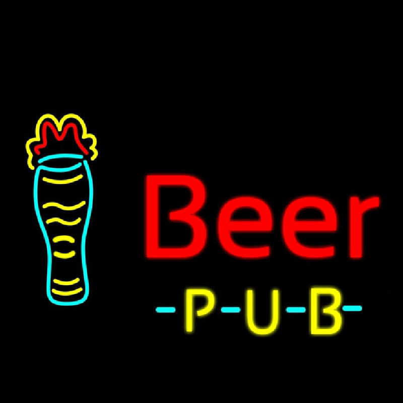 Beer Pub With Glass Neon Sign