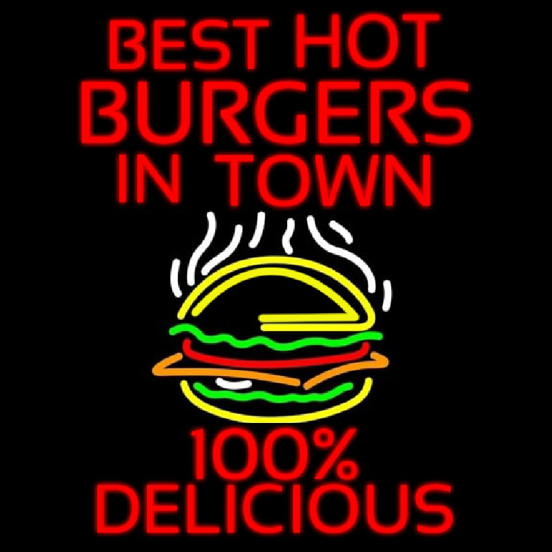 Best Hot Burgers Intown Neon Sign