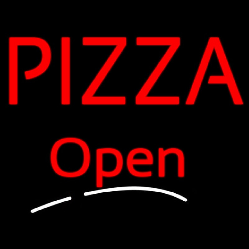 Block Red Pizza Open Neon Sign