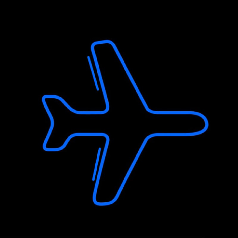 Blue Airplane Logo Neon Sign