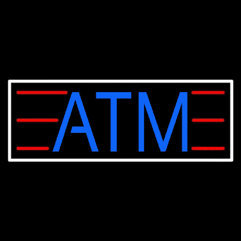 Blue Atm White Border Neon Sign