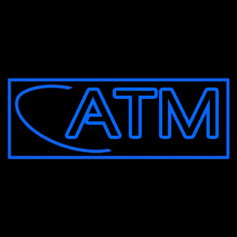 Blue Atm With Border Neon Sign