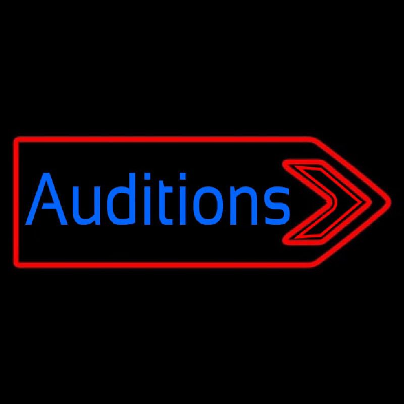 Blue Auditions With Arrow Neon Sign