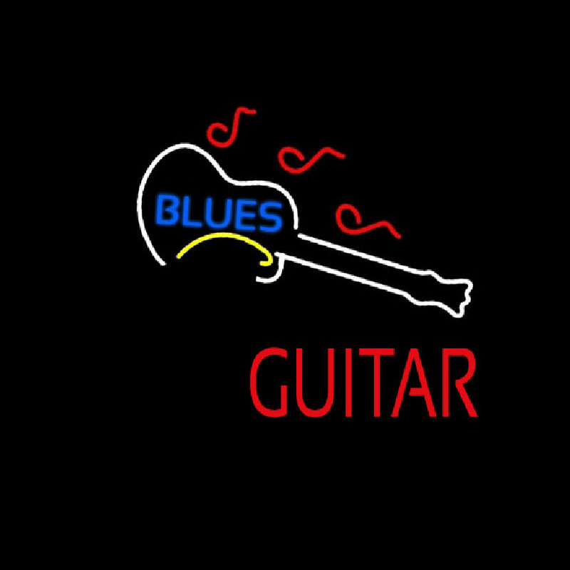 Blue Blues Red Guitar Neon Sign