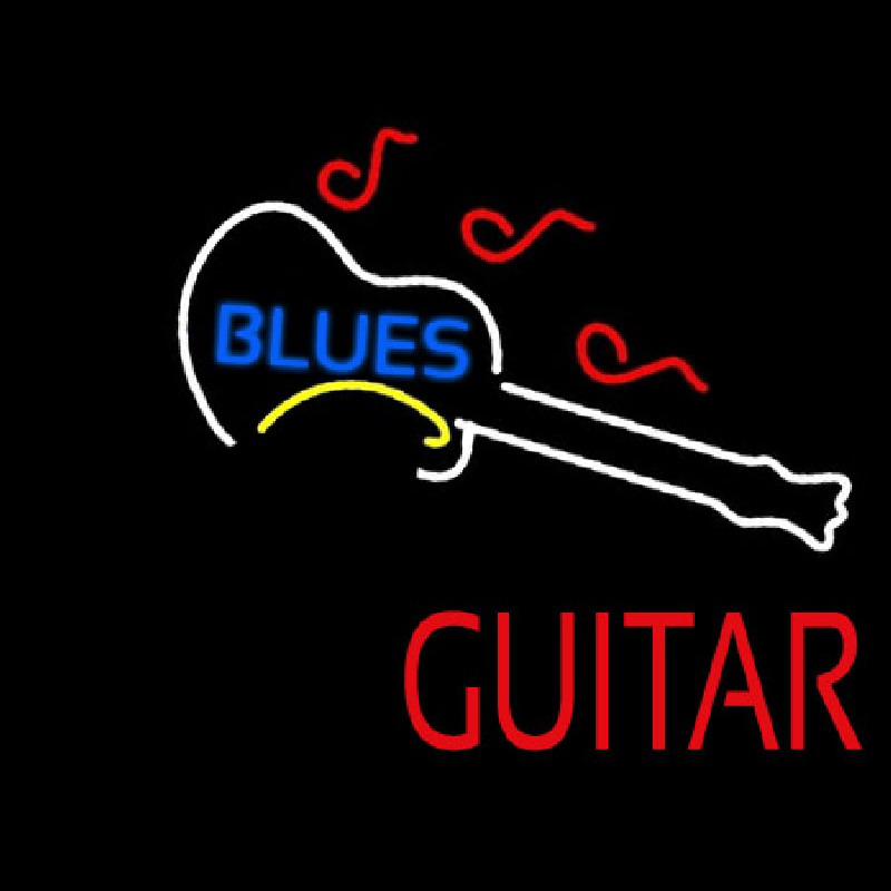 Blue Blues Red Guitar Neon Sign