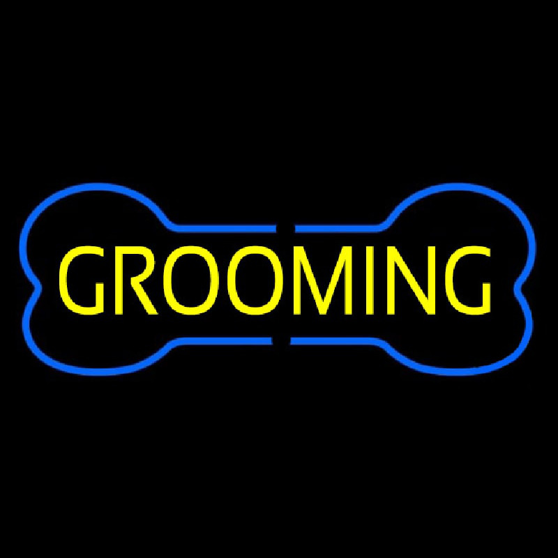 Blue Bone Yellow Grooming Neon Sign