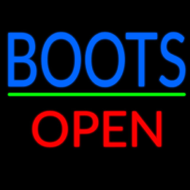 Blue Boots Open With Line Neon Sign