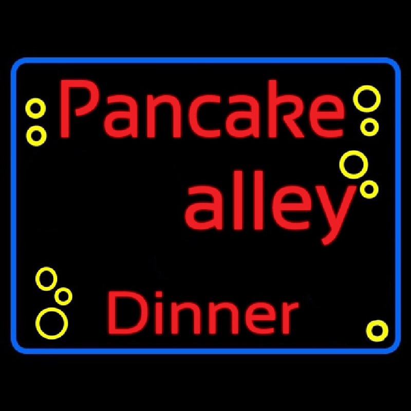 Blue Border Pancake Alley Dinner Neon Sign