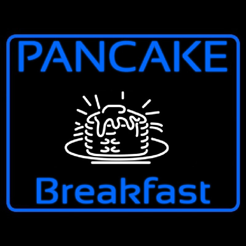 Blue Border Pancake Breakfast Neon Sign