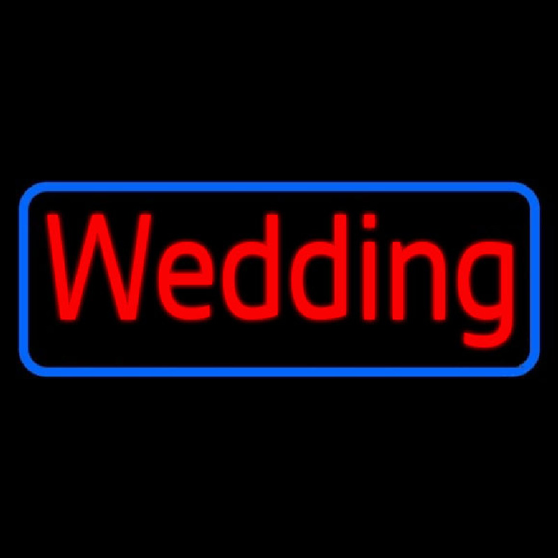Blue Border Wedding Neon Sign