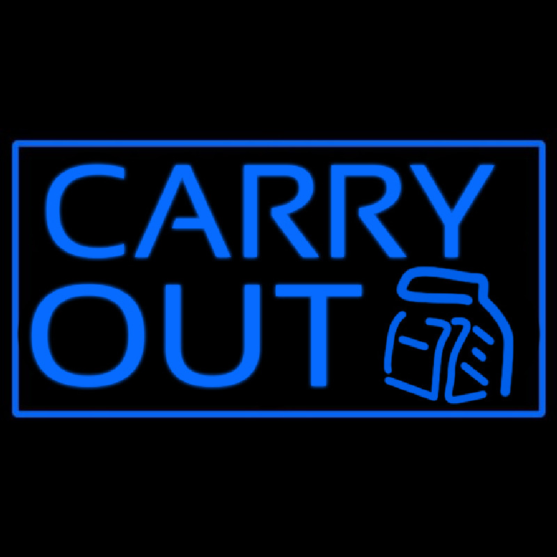 Blue Carry Out Neon Sign
