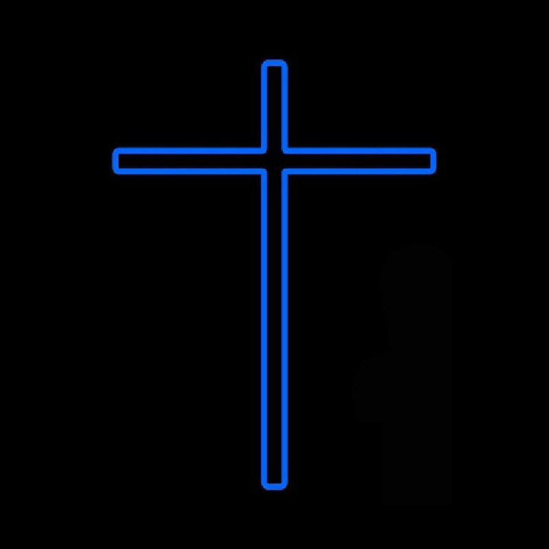 Blue Christian Cross Neon Sign