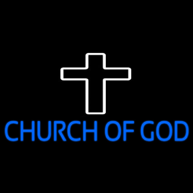 Blue Church Of God Neon Sign