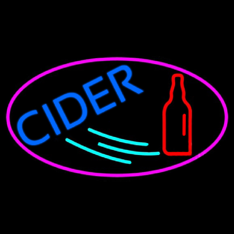 Blue Cider With Pink Oval Neon Sign