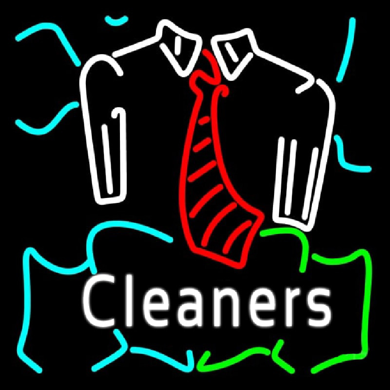 Blue Cleaners With Shirt Neon Sign