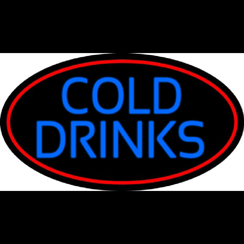 Blue Cold Drinks With Red Oval Neon Sign