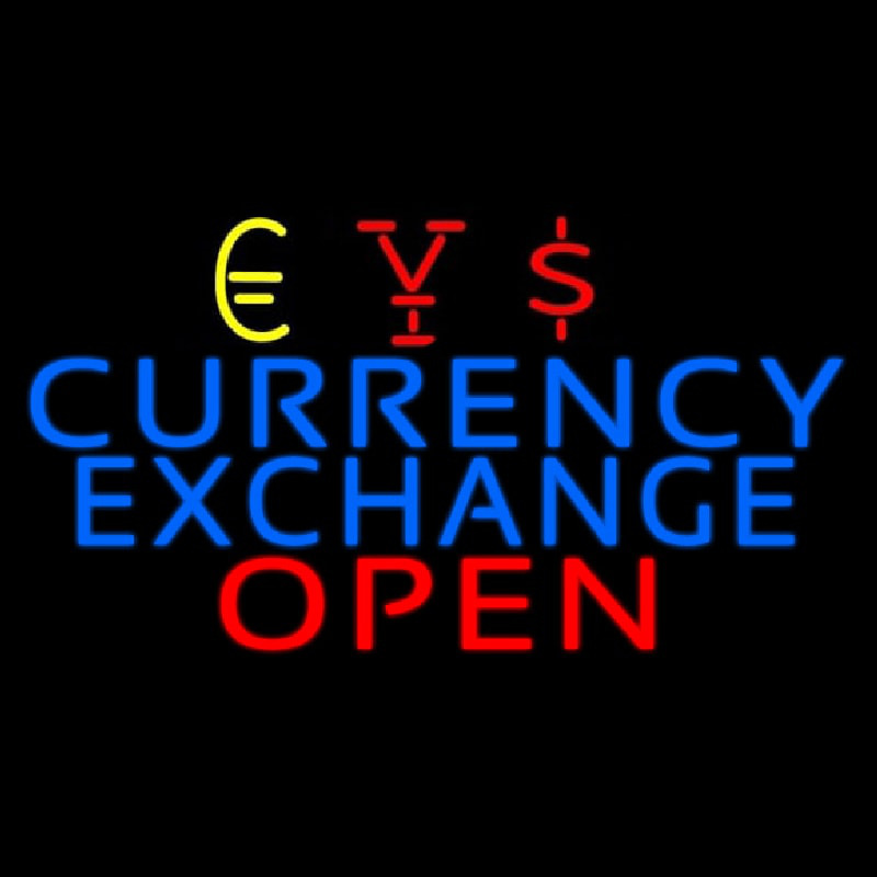 Blue Currency E change Red Open Neon Sign